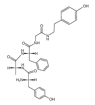 H-Tyr-D-Ala-Phe-Gly-NH-CH2CH2-C6H4-4-OH结构式