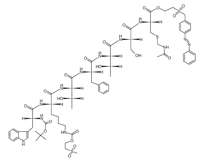 BOC-D-Trp-Lys(MSC)-Thr-Phe-Thr-Ser-Cys(ACM)-OPSE结构式