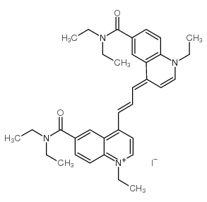 6-[(DIETHYLAMINO)CARBONYL]-4-((E)-3-[6-[(DIETHYLAMINO)CARBONYL]-1-ETHYL-4(1H)-QUINOLINYLIDENE]-1-PROPENYL)-1-ETHYLQUINOLINIUM IODIDE Structure