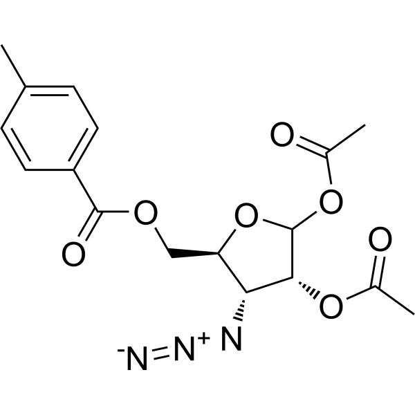1,2-Di-O-acetyl-3-azido-3-deoxy-5-O-(4-methyl)benzoyl-D-ribofuranose Structure