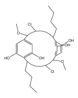(2R,4R,8S,13R,15R,19S)-8,19-Dibutyl-4,15-dichloro-2,13-dimethoxytricyclo[18.2.2.29,12]hexacosa-9,11,20,22(1),23,25-hexene-10,21,24,26-tetrol Structure