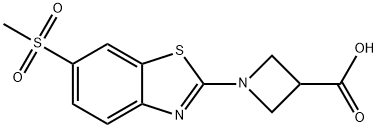 1-[6-(Methylsulfonyl)-1,3-benzothiazol-2-yl]azetidine-3-carboxylic acid structure