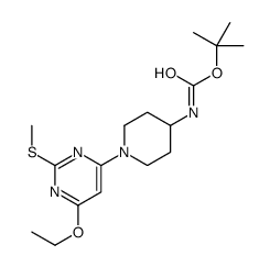 tert-butyl (1-(6-ethoxy-2-(methylthio)pyrimidin-4-yl)piperidin-4-yl)carbamate structure