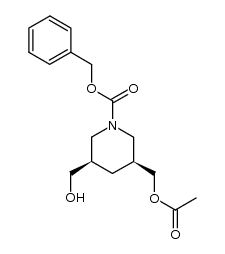 (3S,5R)-3-acetoxymethyl-5-hydroxymethylpiperidine-1-carboxylic acid benzyl ester Structure
