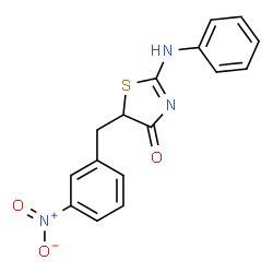 (E)-5-(3-nitrobenzyl)-2-(phenylimino)thiazolidin-4-one结构式