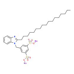 disodium 2-heptadecyl-1-[(sulphonatophenyl)methyl]-1H-benzimidazolesulphonate structure