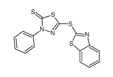 5-(benzothiazol-2-ylthio)-3-phenyl-1,3,4-thiadiazole-2(3H)-thione结构式