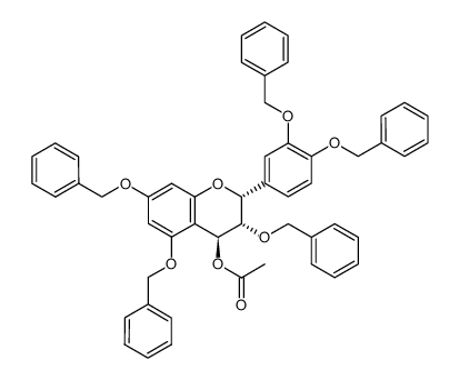 Acetic acid (2R,3S,4S)-3,5,7-tris-benzyloxy-2-(3,4-bis-benzyloxy-phenyl)-chroman-4-yl ester Structure