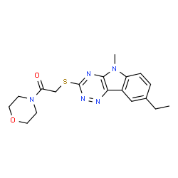 Morpholine, 4-[[(8-ethyl-5-methyl-5H-1,2,4-triazino[5,6-b]indol-3-yl)thio]acetyl]- (9CI)结构式