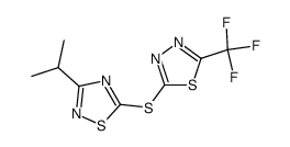 3-isopropyl-5-(5-trifluoromethyl-[1,3,4]thiadiazol-2-ylsulfanyl)-[1,2,4]thiadiazole结构式