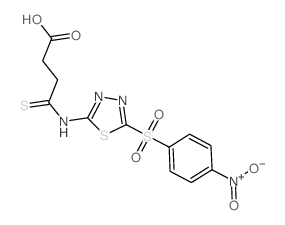 Butanoicacid, 4-[[5-[(4-nitrophenyl)sulfonyl]-1,3,4-thiadiazol-2-yl]amino]-4-thioxo- Structure