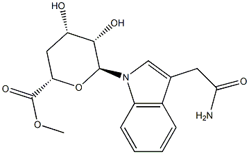 1-[3-(2-Amino-2-oxoethyl)-1H-indol-1-yl]-1,4-dideoxy-α-D-lyxo-hexopyranuronic acid methyl ester结构式