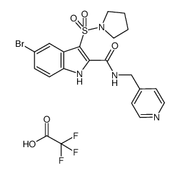 5-bromo-N-(pyridin-4-ylmethyl)-3-(pyrrolidin-1-ylsulfonyl)-1H-indole-2-carboxamide trifluoroacetate Structure