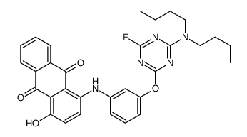 1-[[3-[[4-(dibutylamino)-6-fluoro-1,3,5-triazin-2-yl]oxy]phenyl]amino]-4-hydroxyanthraquinone structure