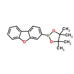 2-(二苯并[b,d]呋喃-3-基)-4,4,5,5-四甲基-1,3,2-二氧硼杂环戊烷结构式