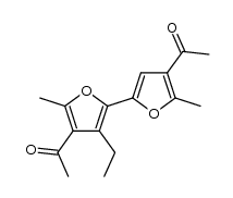 3-Acetyl-5-(3-acetyl-2-methyl-4-ethyl-5-furyl)-2-methylfuran结构式