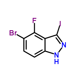 5-溴-4-氟-3-碘-1H-吲唑结构式