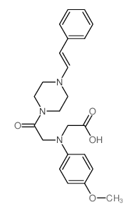 [(4-Methoxyphenyl)(2-oxo-2-{4-[(E)-2-phenylvinyl]-piperazin-1-yl}ethyl)amino]acetic acid Structure