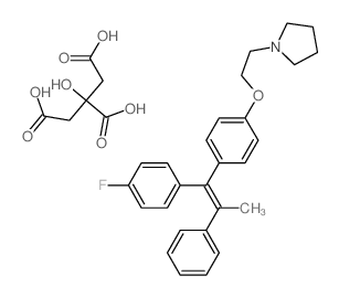 1-[2-[4-[(Z)-1-(4-Fluorophenyl)-2-phenyl-prop-1-enyl]phenoxy]ethyl]pyrrolidine; 2-hydroxypropane-1,2,3-tricarboxylic acid structure