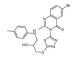 6-bromo-3-[5-[2-hydroxy-3-(4-methylanilino)propyl]sulfanyl-1,3,4-thiadiazol-2-yl]-2-methylquinazolin-4-one结构式