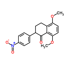 5,8-Dimethoxy-2-(4-nitrophenyl)-3,4-dihydro-1(2H)-naphthalenone结构式