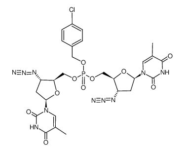 5',5'-Di-O-(3'-azido-2',3'-dideoxythymidinyl)-O'-(4-chlorobenzyl) phosphotriester Structure