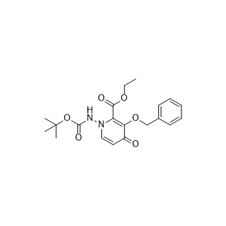 Ethyl 3-(benzyloxy)-1-((tert-butoxycarbonyl)amino)-4-oxo-1,4-dihydropyridine-2-carboxylate Structure