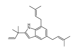 2-(2-methylbut-3-en-2-yl)-5,7-bis(3-methylbut-2-enyl)-1H-indole结构式