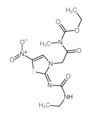 ethyl N-[2-[(2Z)-2-(ethylcarbamoylimino)-5-nitro-1,3-thiazol-3-yl]acetyl]-N-methyl-carbamate结构式