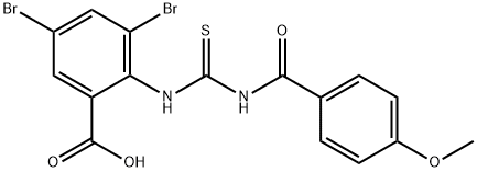 3,5-dibromo-2-[[[(4-methoxybenzoyl)amino]thioxomethyl]amino]-benzoic acid picture