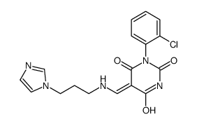 1-(2-chlorophenyl)-5-[(3-imidazol-1-ylpropylamino)methylidene]-1,3-diazinane-2,4,6-trione Structure