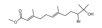 Methyl-10-brom-11-hydroxy-3,7,11-trimethyl-trans,trans-2,6-dodecadienoat Structure