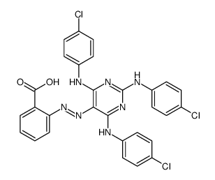 2-[[2,4,6-tris(4-chloroanilino)pyrimidin-5-yl]diazenyl]benzoic acid Structure