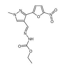 [1-methyl-3-(5-nitro-furan-2-yl)-1H-pyrazol-4-ylmethylene]-hydrazinecarboxylic acid ethyl ester结构式