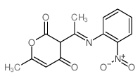 6-methyl-3-[C-methyl-N-(2-nitrophenyl)carbonimidoyl]pyran-2,4-dione Structure