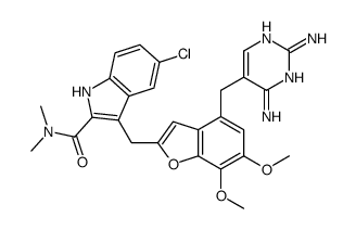 5-chloro-3-[[4-[(2,4-diaminopyrimidin-5-yl)methyl]-6,7-dimethoxy-1-benzofuran-2-yl]methyl]-N,N-dimethyl-1H-indole-2-carboxamide Structure