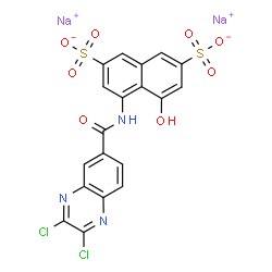 disodium 4-[[(2,3-dichloro-6-quinoxalinyl)carbonyl]amino]-5-hydroxynaphthalene-2,7-disulphonate结构式