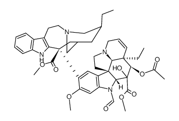 4-acetoxy-1-formyl-3-hydroxy-16-methoxy-15-(18-methoxycarbonyl-5,18-seco-ibogamin-18-yl)-6,7-didehydro-aspidospermidine-3-carboxylic acid methyl ester结构式