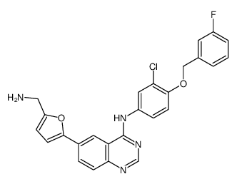 6-[5-(aminomethyl)furan-2-yl]-N-[3-chloro-4-[(3-fluorophenyl)methoxy]phenyl]quinazolin-4-amine结构式
