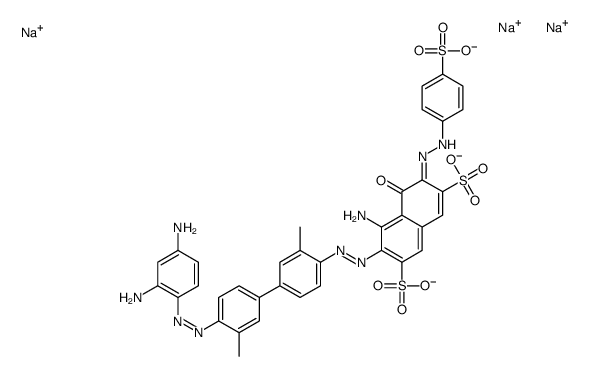 4-氨基-3-[[4-[(2,4-二氨基苯基)偶氮]-3,3-二甲基-[1,1-联苯]-4-基]偶氮]-5-羟基-6-[(4-磺基苯基)偶氮]-2,7-萘二磺酸三钠盐结构式