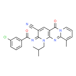 3-chloro-N-(3-cyano-1-isobutyl-10-methyl-5-oxo-1,5-dihydro-2H-dipyrido[1,2-a:2,3-d]pyrimidin-2-ylidene)benzamide结构式