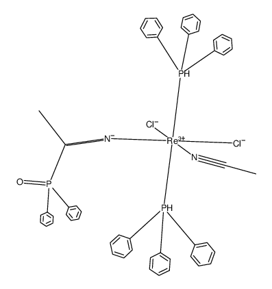 [ReCl2(MeCN)(PPh3)2(N=C(CH3)P(O)Ph2]结构式