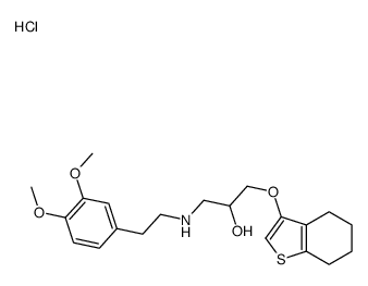 1-[2-(3,4-dimethoxyphenyl)ethylamino]-3-(4,5,6,7-tetrahydrobenzothioph en-3-yloxy)propan-2-ol hydrochloride结构式