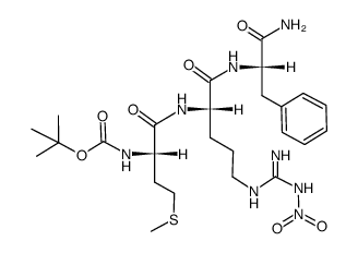 N-tert-butoxycarbonyl-L-methionyl-Nγ-nitro-L-arginyl-L-phenylalaninamide结构式