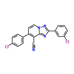 2-(3-Chlorophenyl)-7-(4-chlorophenyl)[1,2,4]triazolo[1,5-a]pyridine-8-carbonitrile结构式