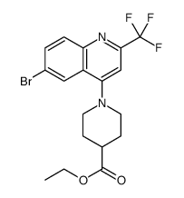 4-Piperidinecarboxylic acid, 1-[6-bromo-2-(trifluoromethyl)-4-quinolinyl]-, ethyl ester结构式