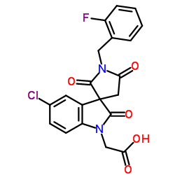 5-氯-1'-[(2-氟苯基)甲基]-2,2',5'-三氧代螺[3H-吲哚-3,3'-吡咯烷-1(2H)-乙酸结构式