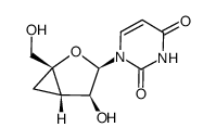 1-[(1S,3R,4S,5S)-4-hydroxy-1-(hydroxymethyl)-2-oxabicyclo[3.1.0]hex-3-yl]-2,4(1H,3H)-pyrimidinedione结构式