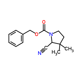 Benzyl 2-cyano-3,3-dimethyl-1-pyrrolidinecarboxylate结构式