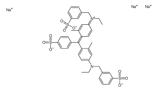 trisodium,3-[[N-ethyl-4-[(Z)-[4-[ethyl-[(3-sulfonatophenyl)methyl]azaniumylidene]-2-methylcyclohexa-2,5-dien-1-ylidene]-(4-sulfonatophenyl)methyl]-3-methylanilino]methyl]benzenesulfonate Structure